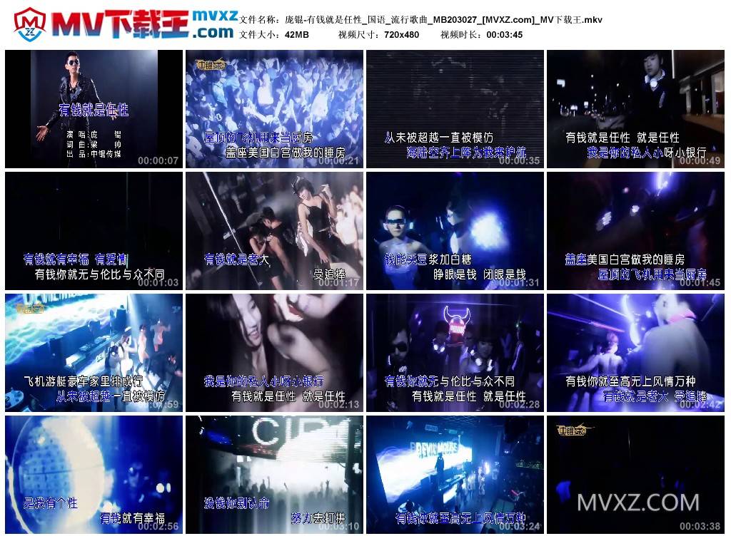 庞锟-有钱就是任性_国语_流行歌曲_MB203027